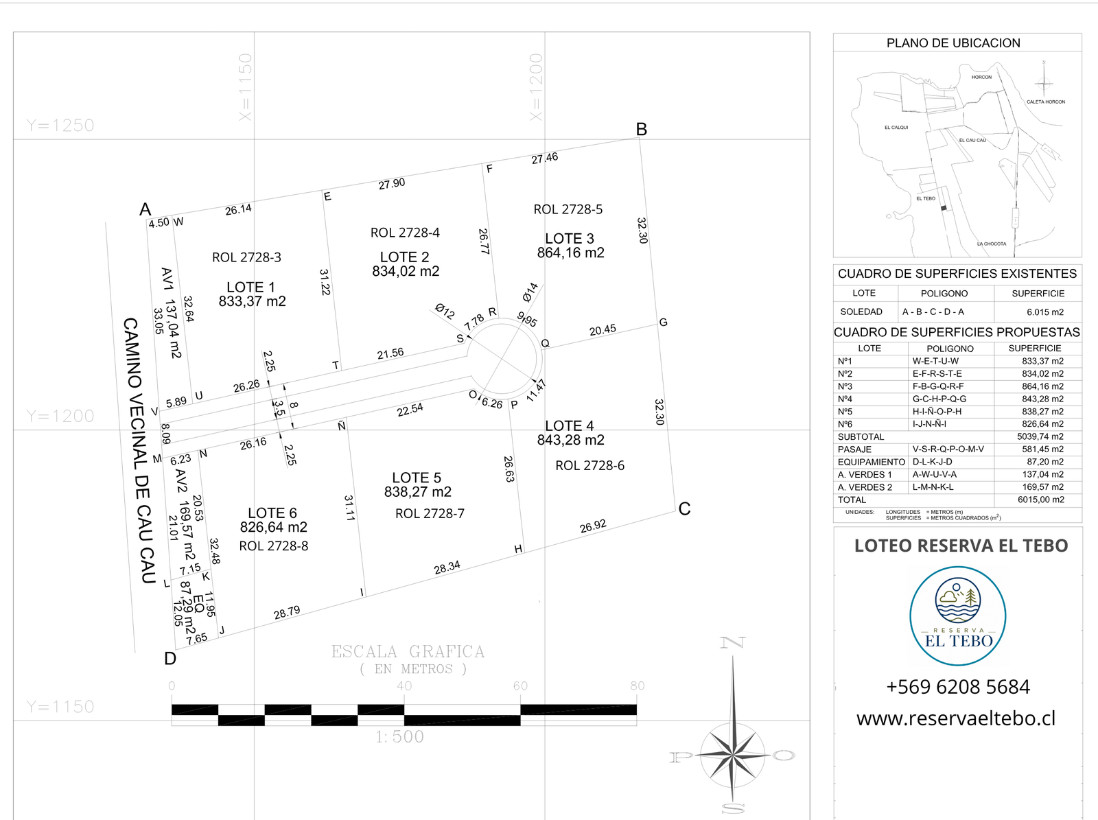 Plano oficial de los 6 lotes