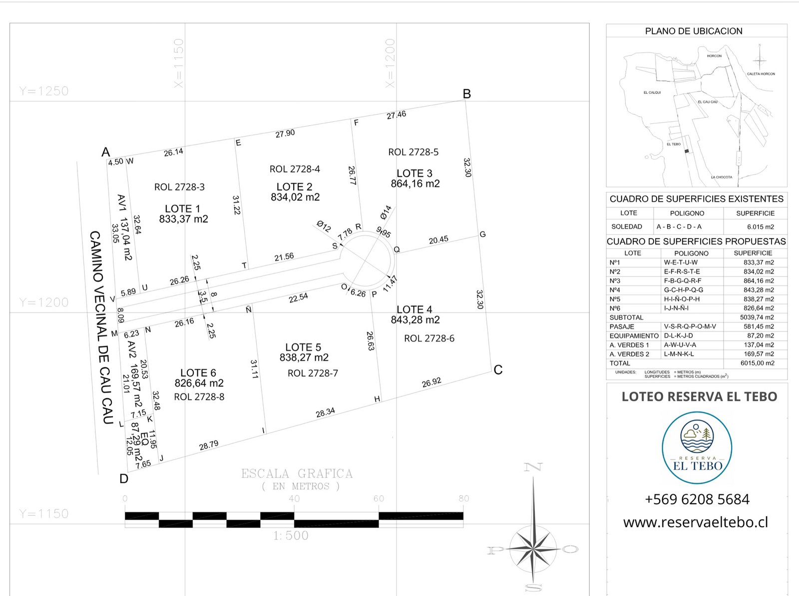 Plano oficial de los 6 lotes